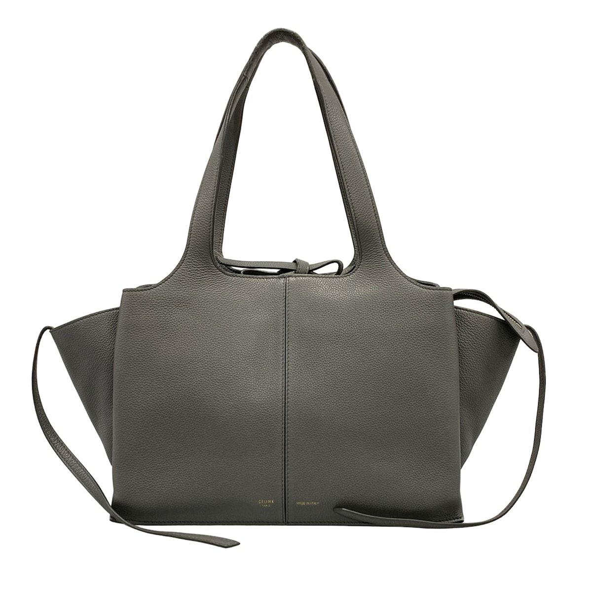 Celine Shoulder Bag Trifold Gray Leather