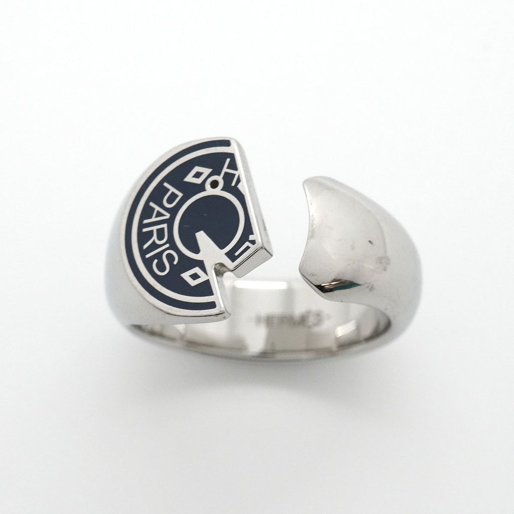Hermes Ring Carrousel Metal Silver Navy — view 2