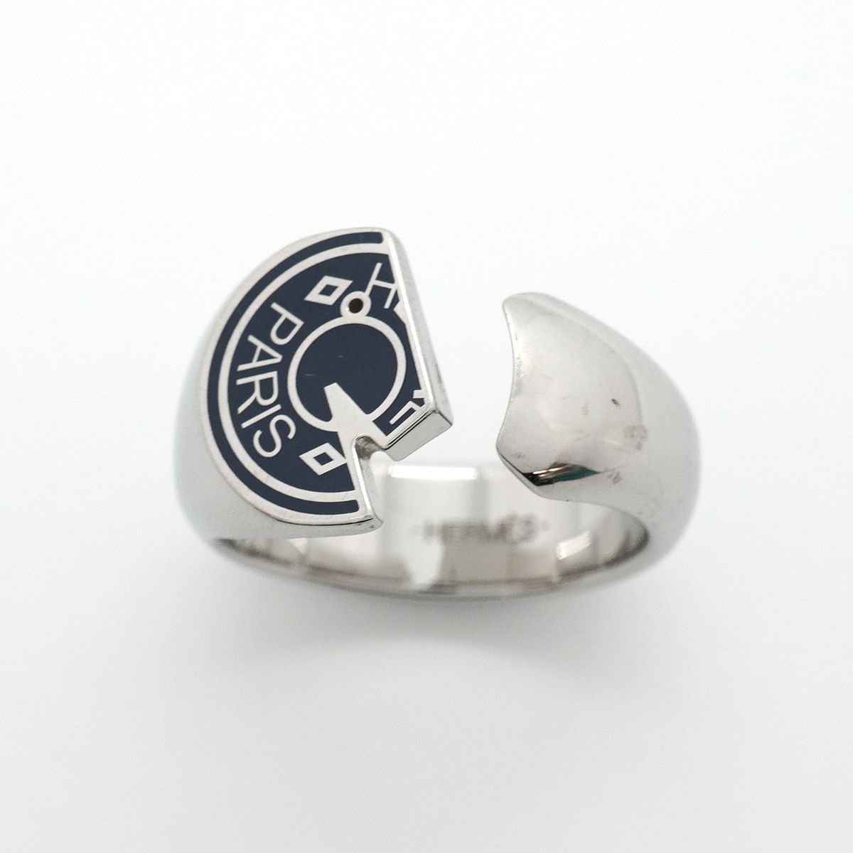 Hermes Ring Carrousel Metal Silver Navy — view 2