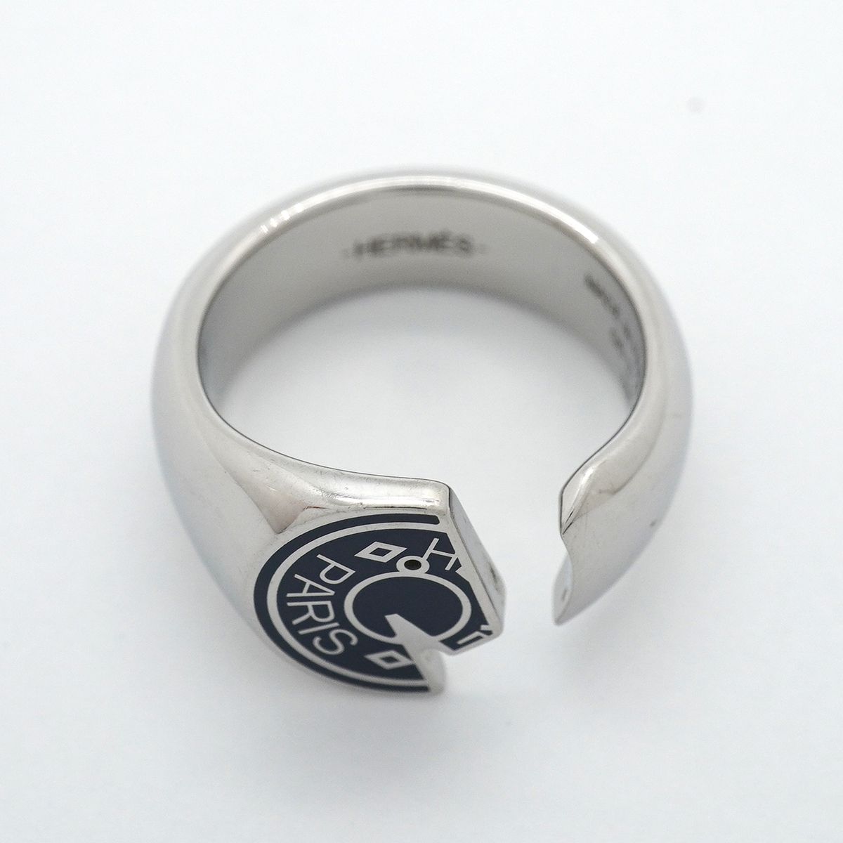 Hermes Ring Carrousel Metal Silver Navy — view 3