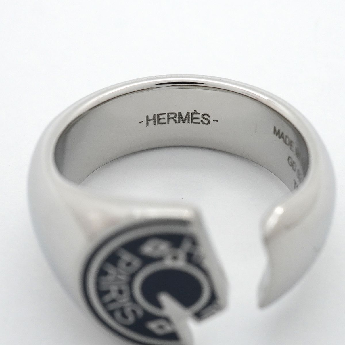 Hermes Ring Carrousel Metal Silver Navy — view 4