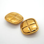 Chanel Earrings Vintage Quilted Diamond Shape Gold Plated — view 2