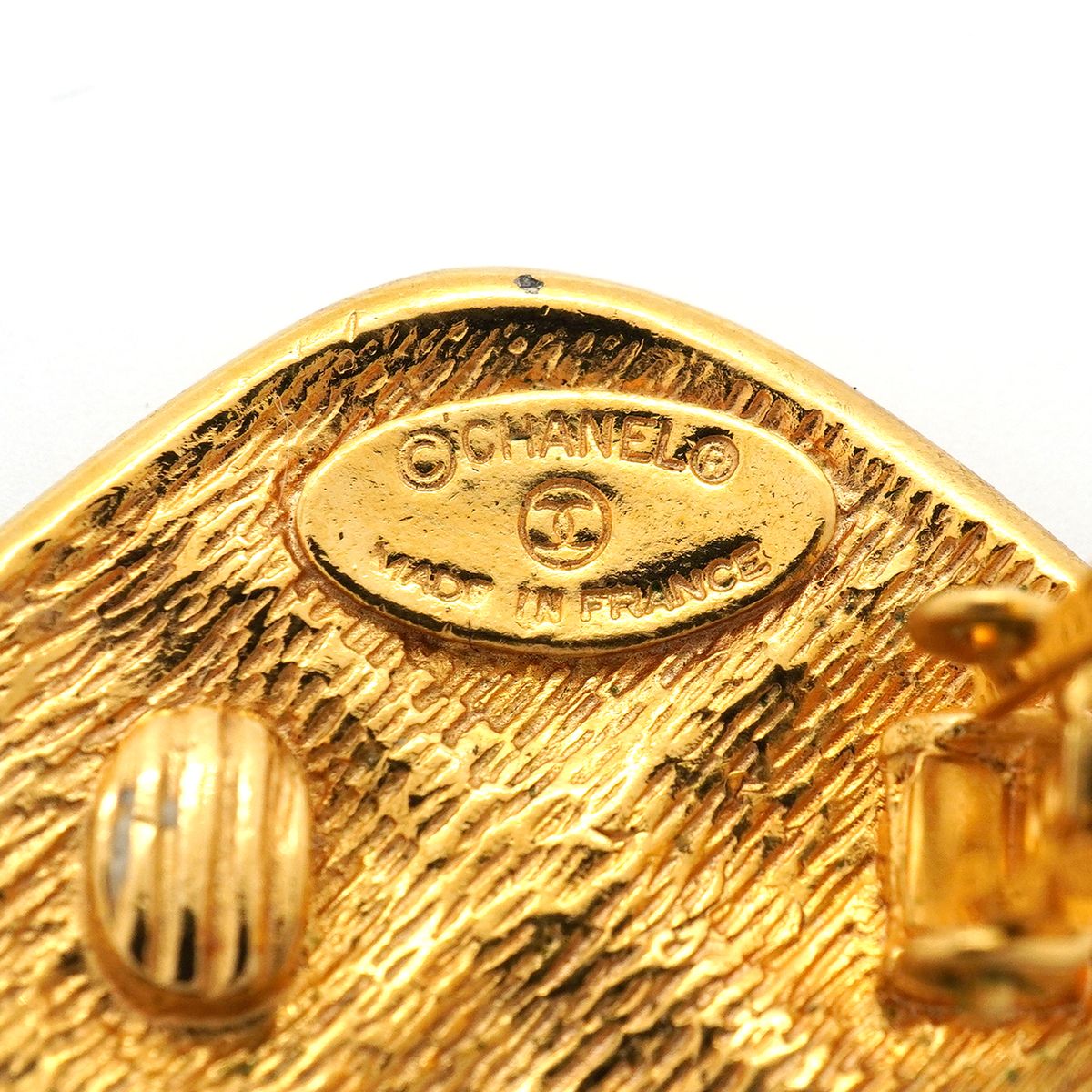 Chanel Earrings Vintage Quilted Diamond Shape Gold Plated — view 4
