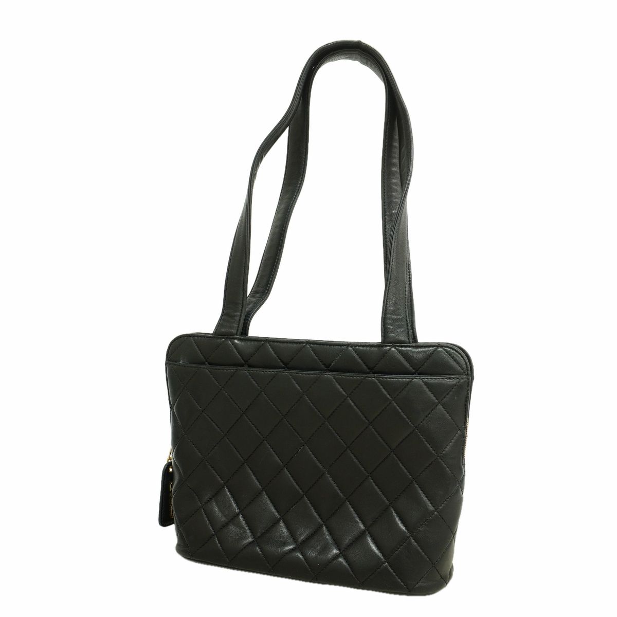 Chanel Tote Bag Quilted Lambskin Black Gold
