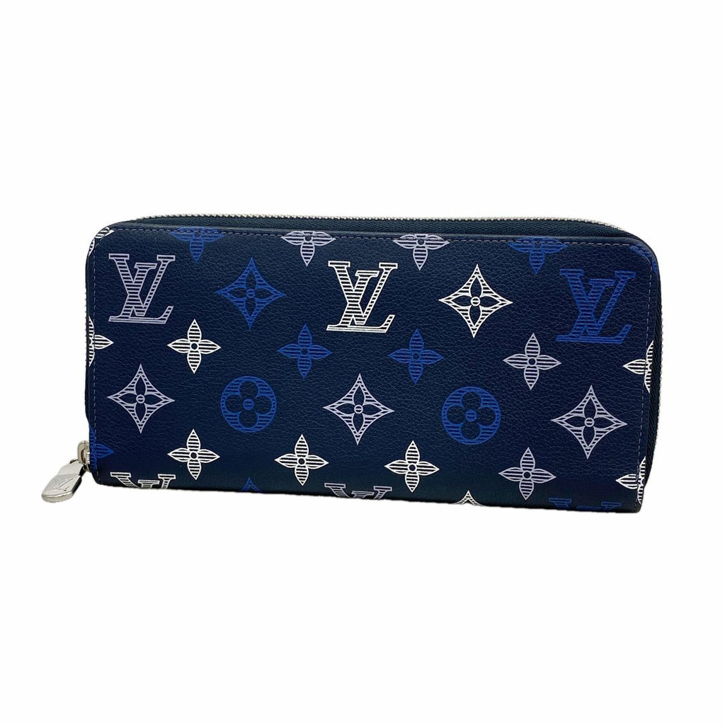 Louis Vuitton Wallet Monogram Shadow Zippy Horizontal Navy Blue