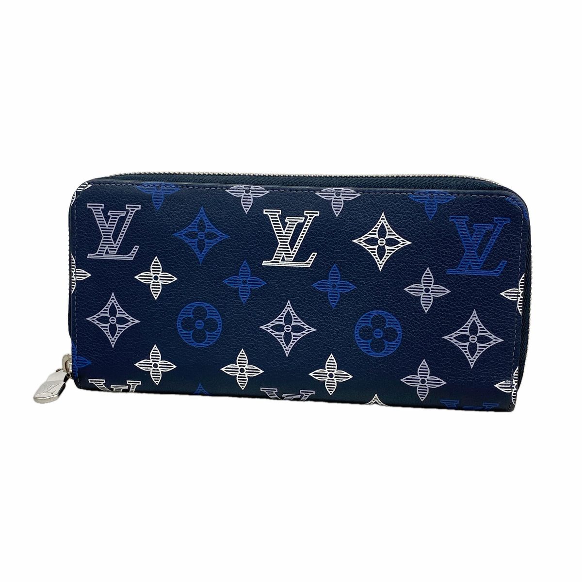 Louis Vuitton Wallet Monogram Shadow Zippy Horizontal Navy Blue