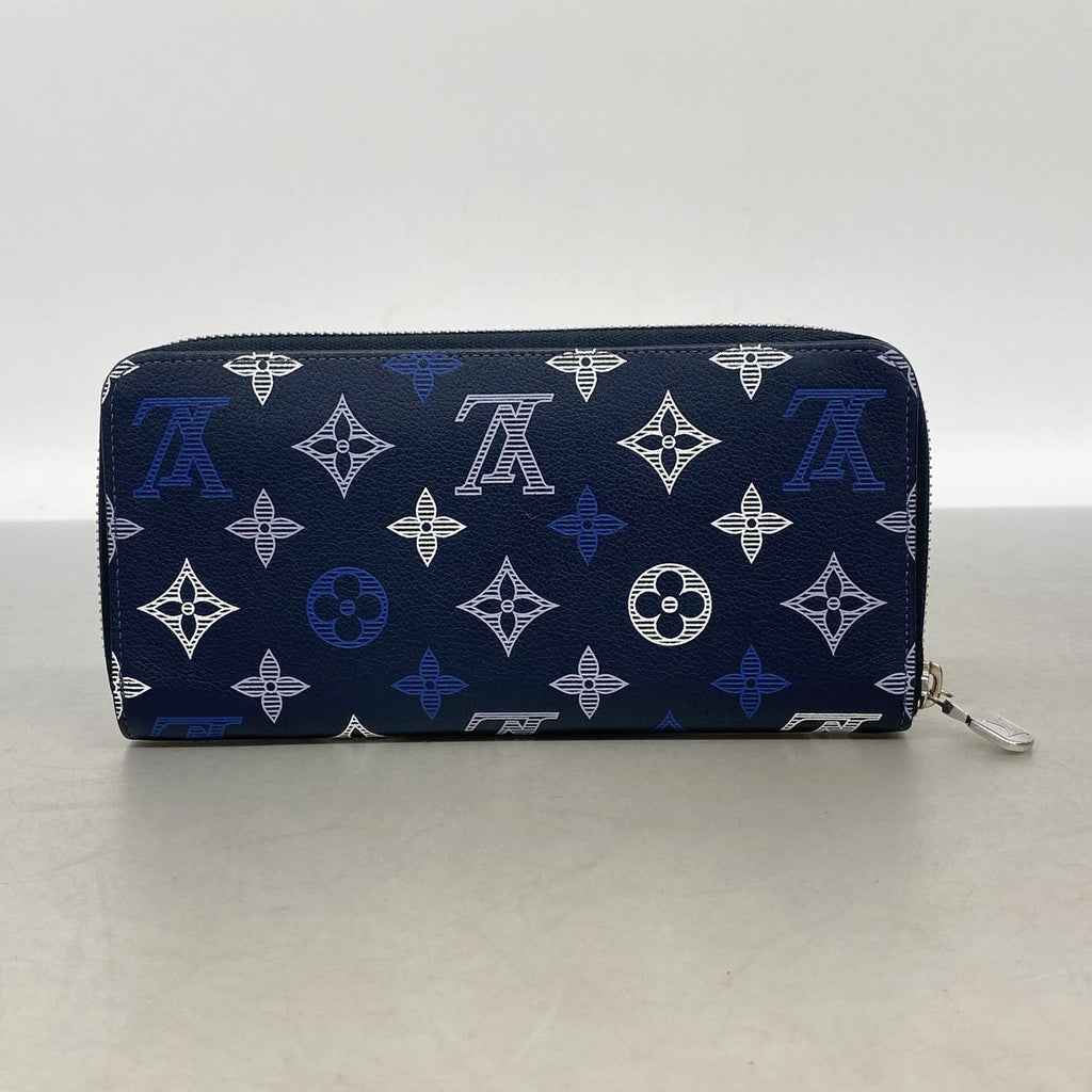 Louis Vuitton Wallet Monogram Shadow Zippy Horizontal Navy Blue — view 7