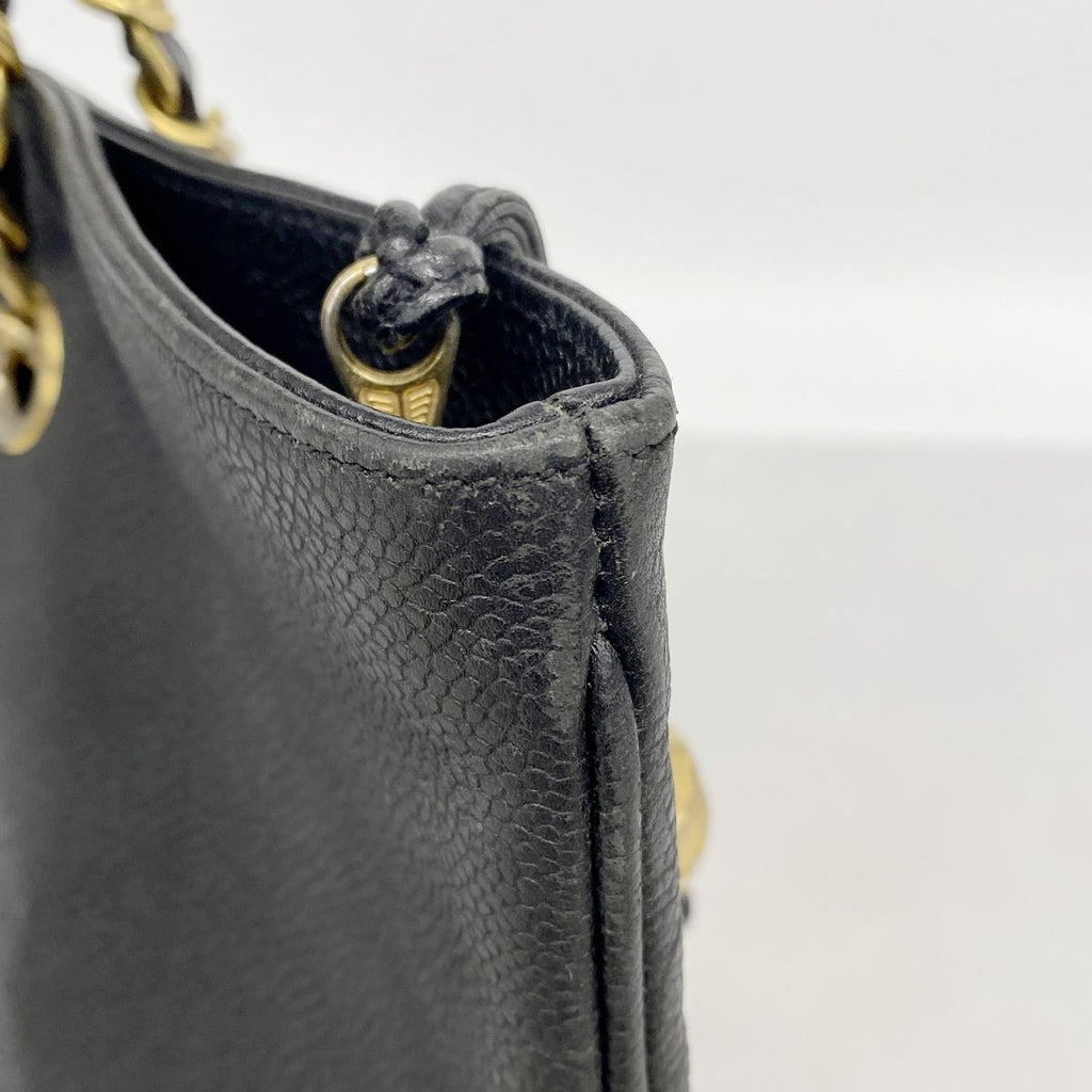 Chanel Shoulder Bag Caviar Leather Black Gold — view 6