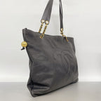 Chanel Shoulder Bag Caviar Leather Black Gold — view 2