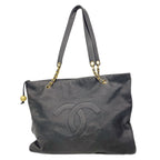 Chanel Shoulder Bag Caviar Leather Black Gold