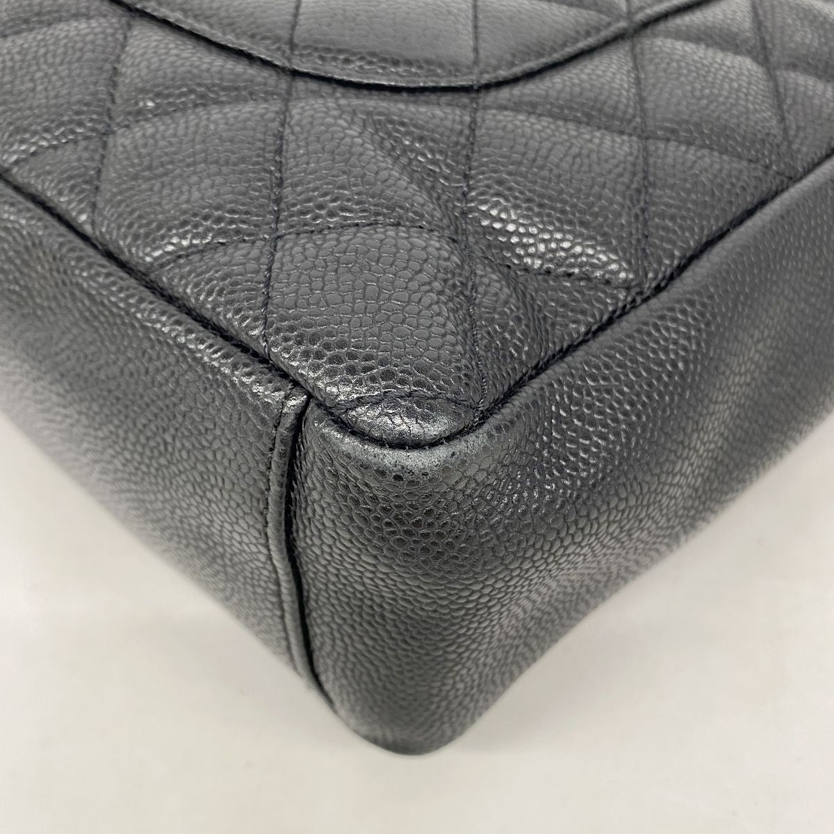 Chanel Chain Tote Bag Quilted Caviar Leather Black Gold — view 6