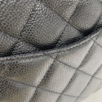Chanel Chain Tote Bag Quilted Caviar Leather Black Gold — view 8