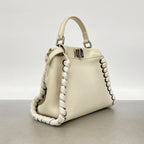 Fendi Handbag Peekaboo Leather White Silver — view 2