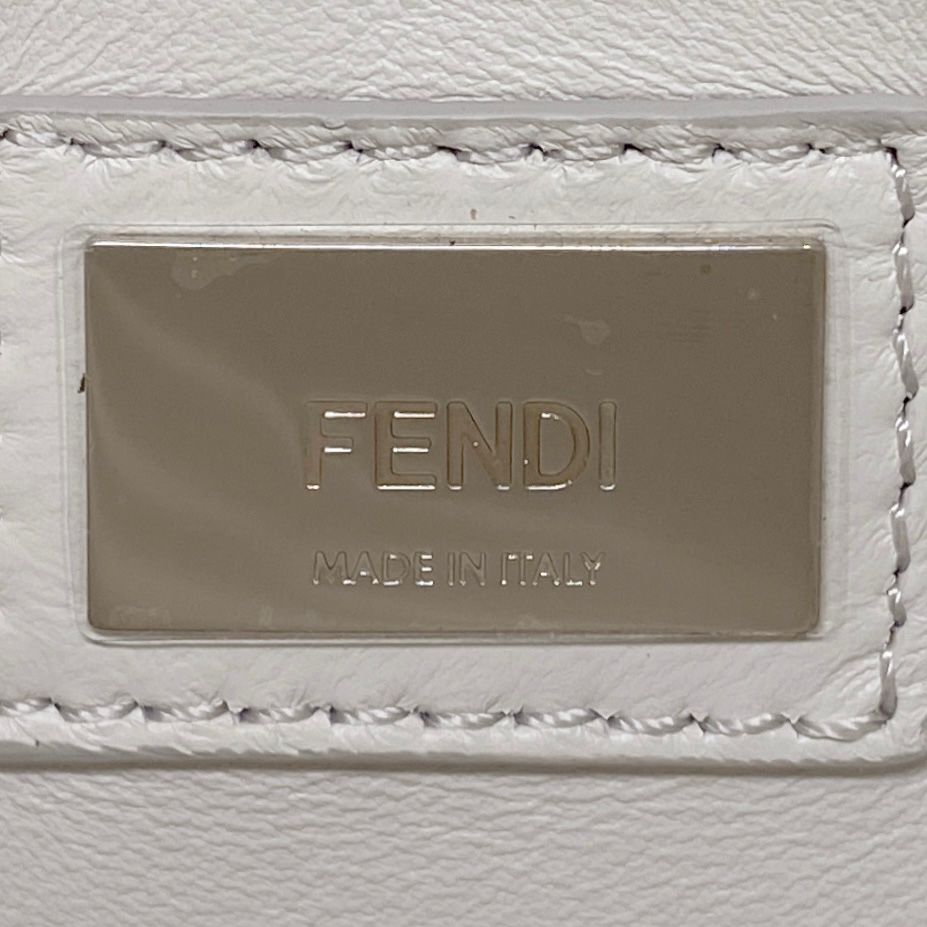 Fendi Handbag Peekaboo Leather White Silver — view 5