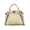 Fendi Handbag Peekaboo Leather White Silver