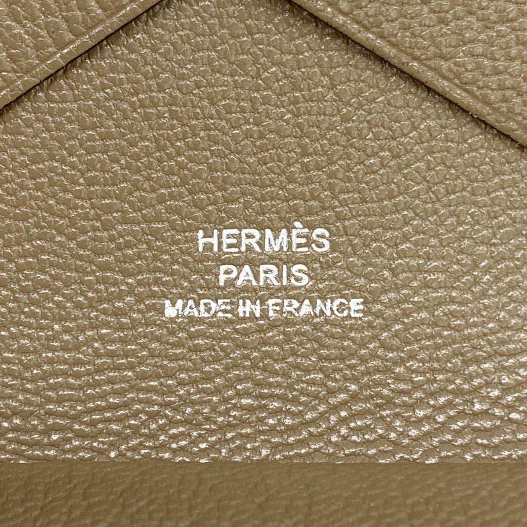 Hermes Coin Purse Calvi Duo Chevre Mysore Etoupe Silver — view 4