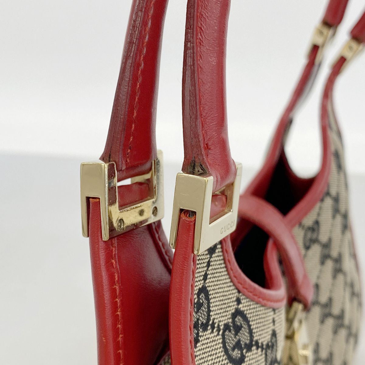 Gucci Handbag GG Canvas Jackie Beige Red Champagne Gold — view 8