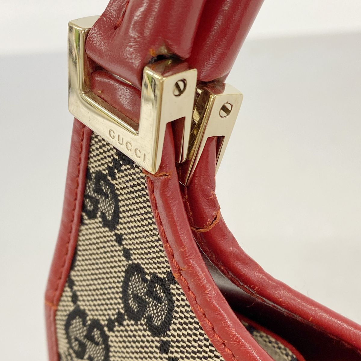 Gucci Handbag GG Canvas Jackie Beige Red Champagne Gold — view 6