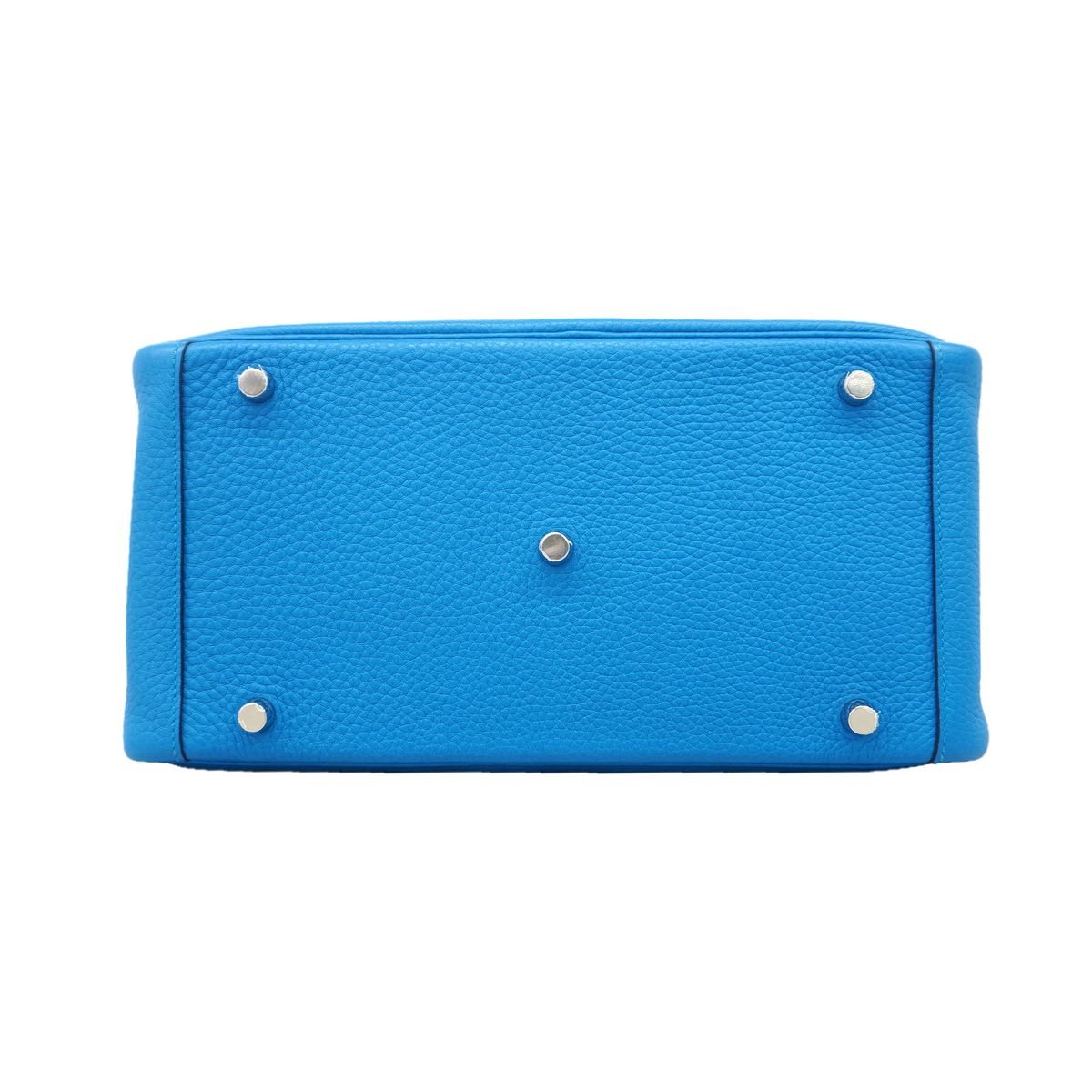 Hermes Handbag Lindy Taurillon Clemence Blue Zanzibar Malachite Silver 2-Way Bag — view 3