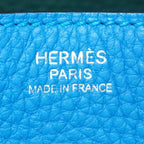 Hermes Handbag Lindy Taurillon Clemence Blue Zanzibar Malachite Silver 2-Way Bag — view 5