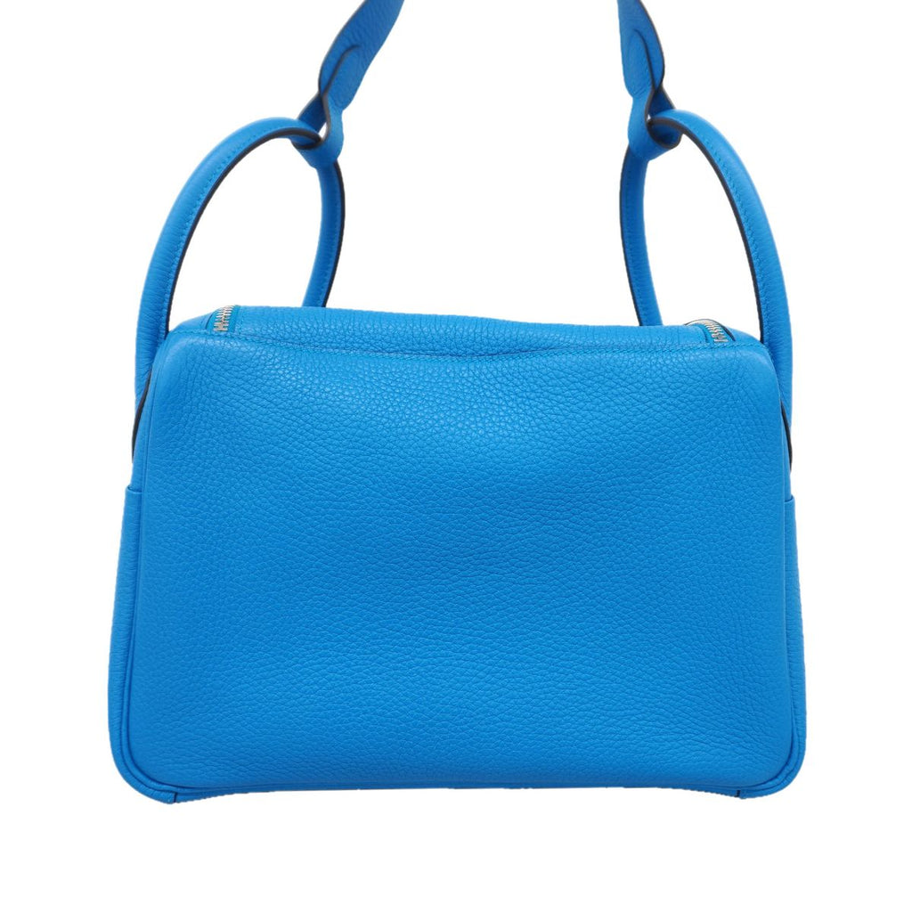Hermes Handbag Lindy Taurillon Clemence Blue Zanzibar Malachite Silver 2-Way Bag — view 8