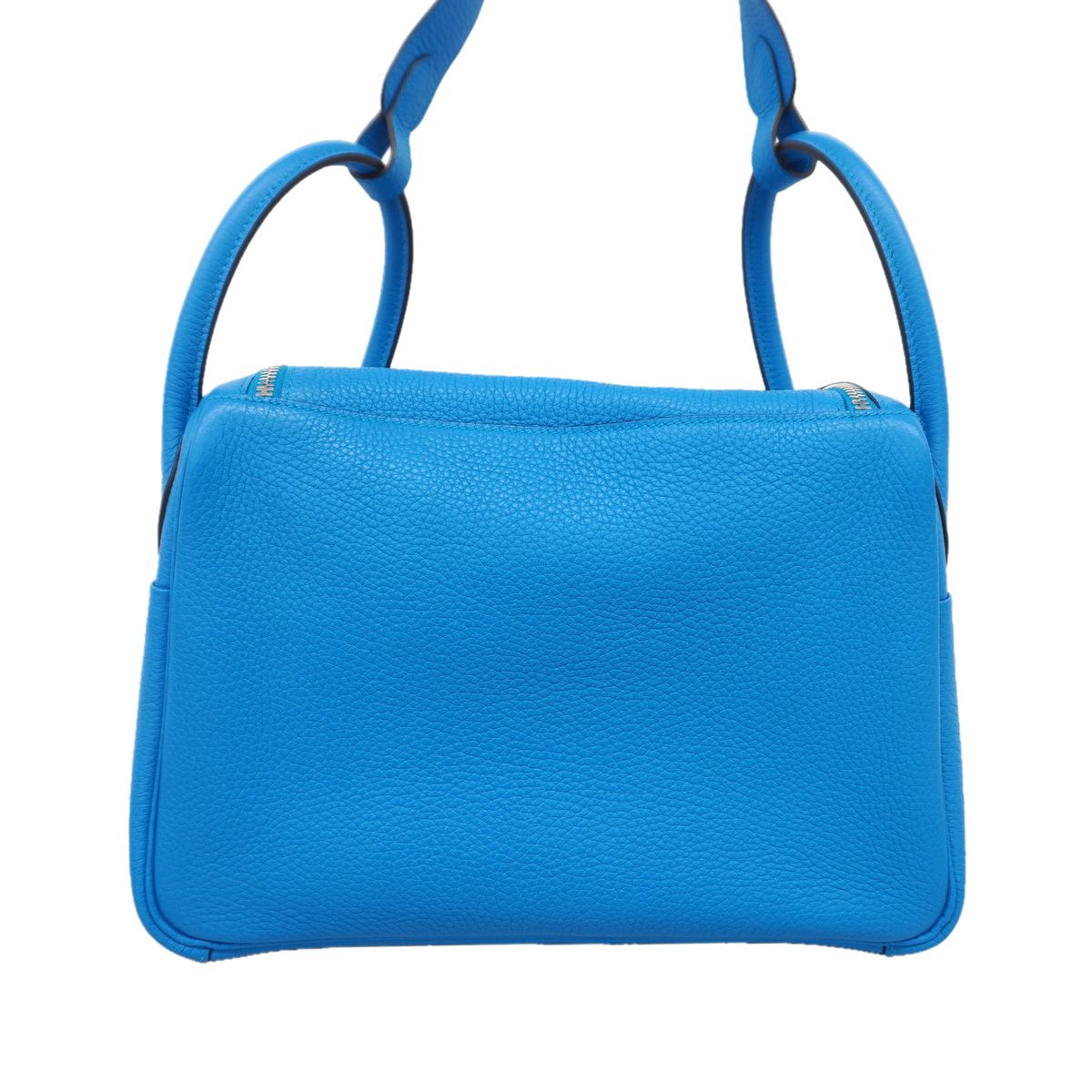 Hermes Handbag Lindy Taurillon Clemence Blue Zanzibar Malachite Silver 2-Way Bag — view 8