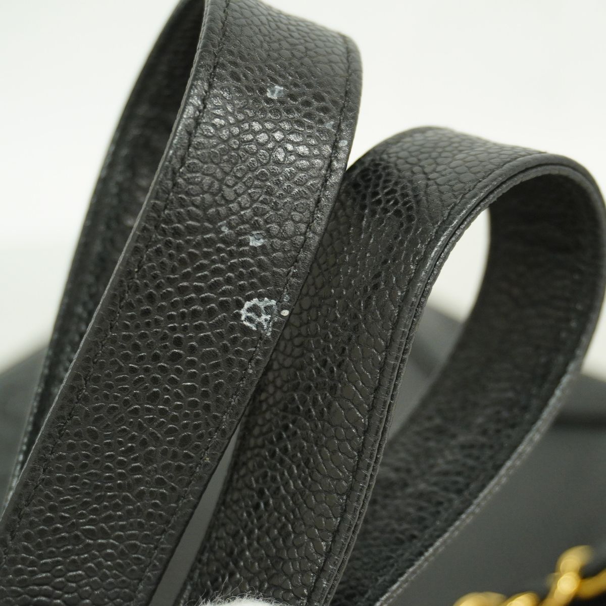 Chanel Shoulder Bag Triple Coco Caviar Leather Black Gold — view 8