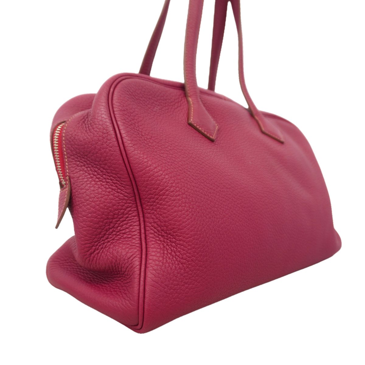 Hermes Handbag Victoria 35 Taurillon Clemence Ruby Silver — view 2