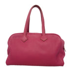 Hermes Handbag Victoria 35 Taurillon Clemence Ruby Silver