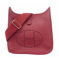 Hermes Shoulder Bag Evelyne Taurillon Clemence Ruby Silver