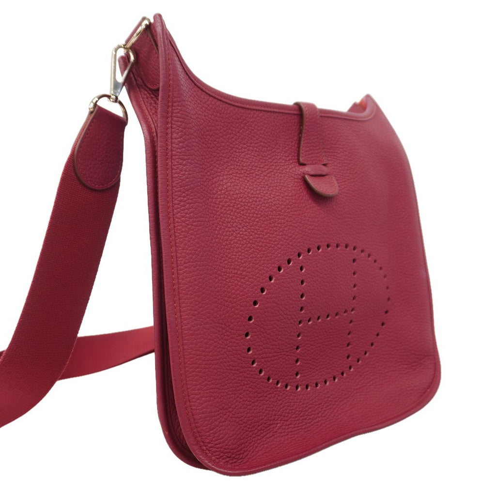 Hermes Shoulder Bag Evelyne Taurillon Clemence Ruby Silver — view 2