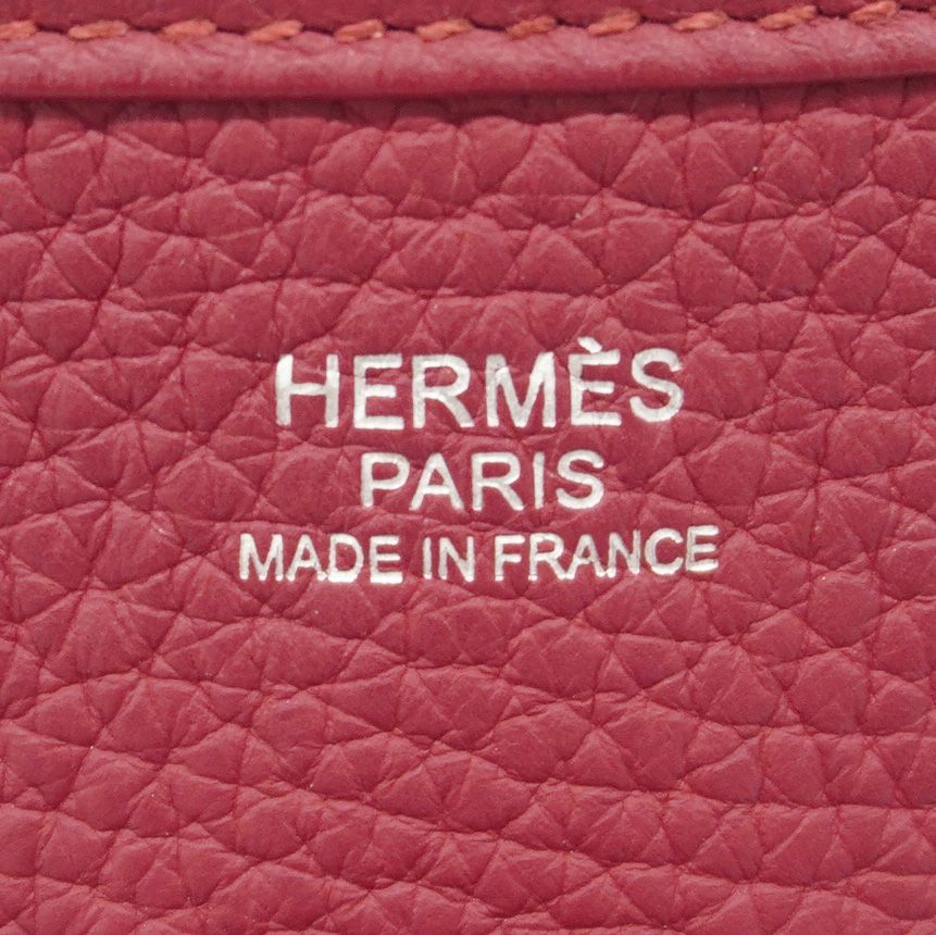 Hermes Shoulder Bag Evelyne Taurillon Clemence Ruby Silver — view 5