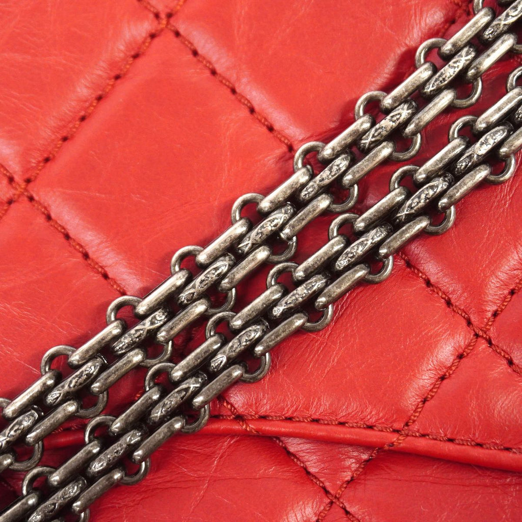 Chanel Shoulder Bag 2.55 Quilted Maxi Leather Red Silver — view 8