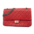 Chanel Shoulder Bag 2.55 Quilted Maxi Leather Red Silver