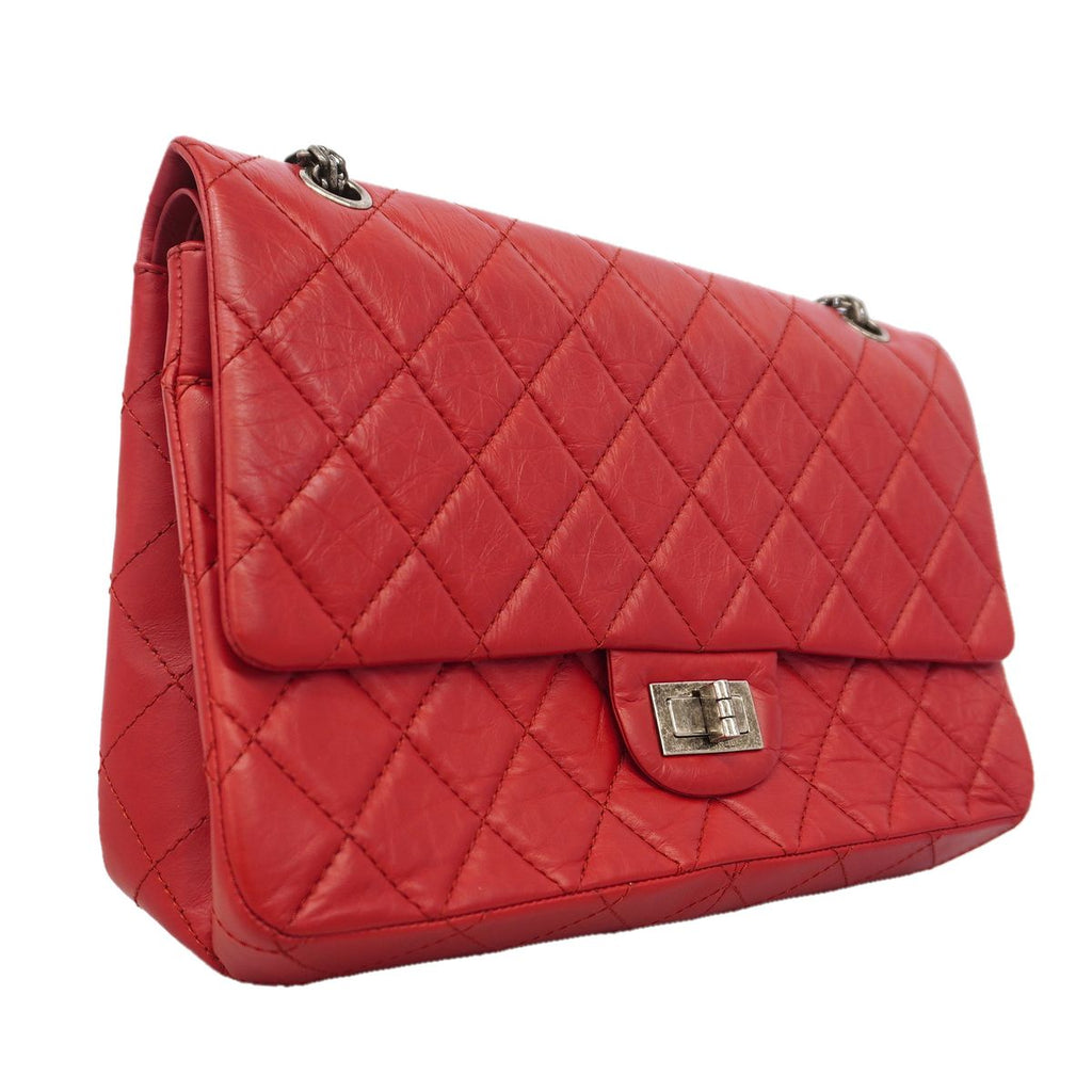 Chanel Shoulder Bag 2.55 Quilted Maxi Leather Red Silver — view 2