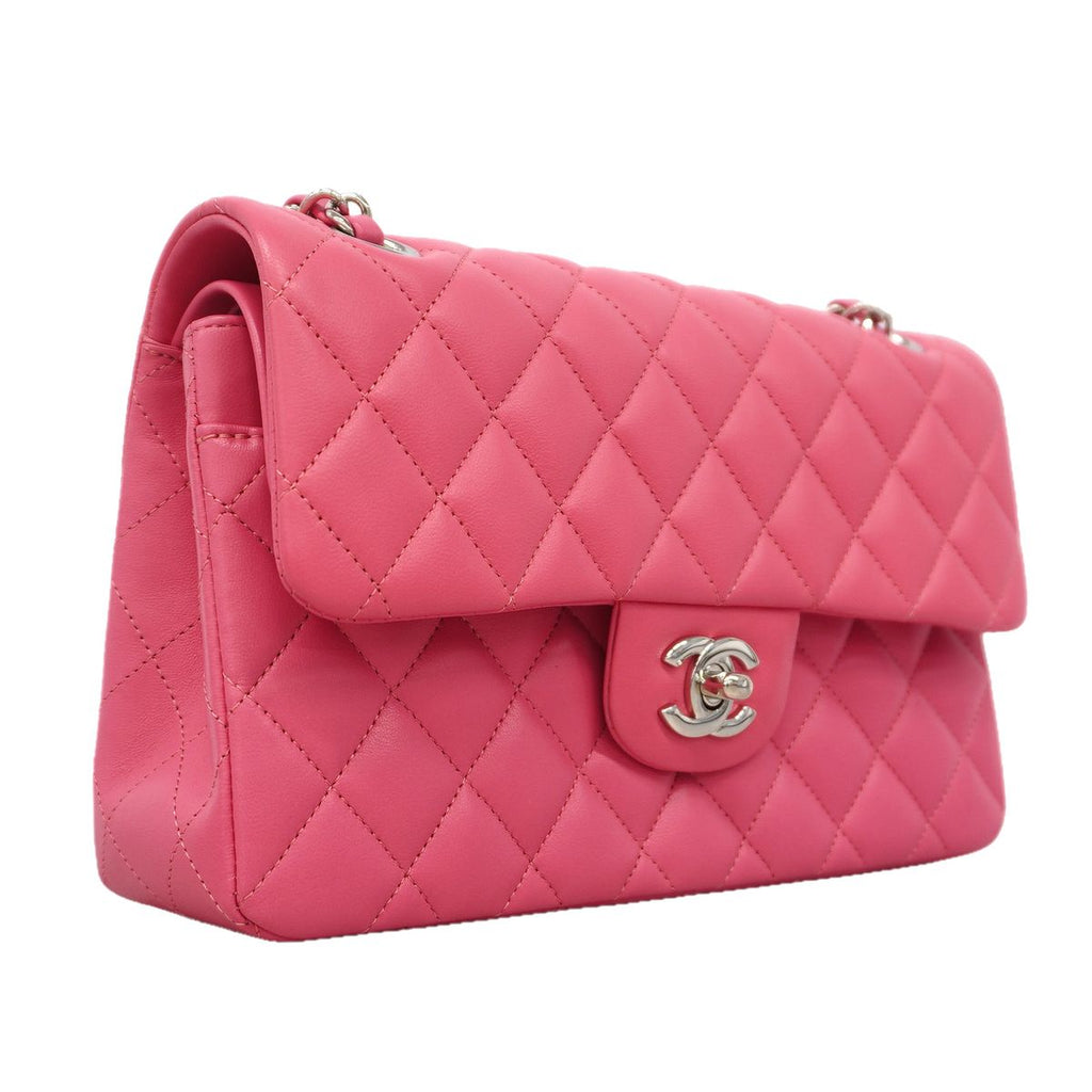 Chanel Shoulder Bag Quilted Lambskin Pink Silver — view 2