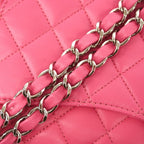 Chanel Shoulder Bag Quilted Lambskin Pink Silver — view 7