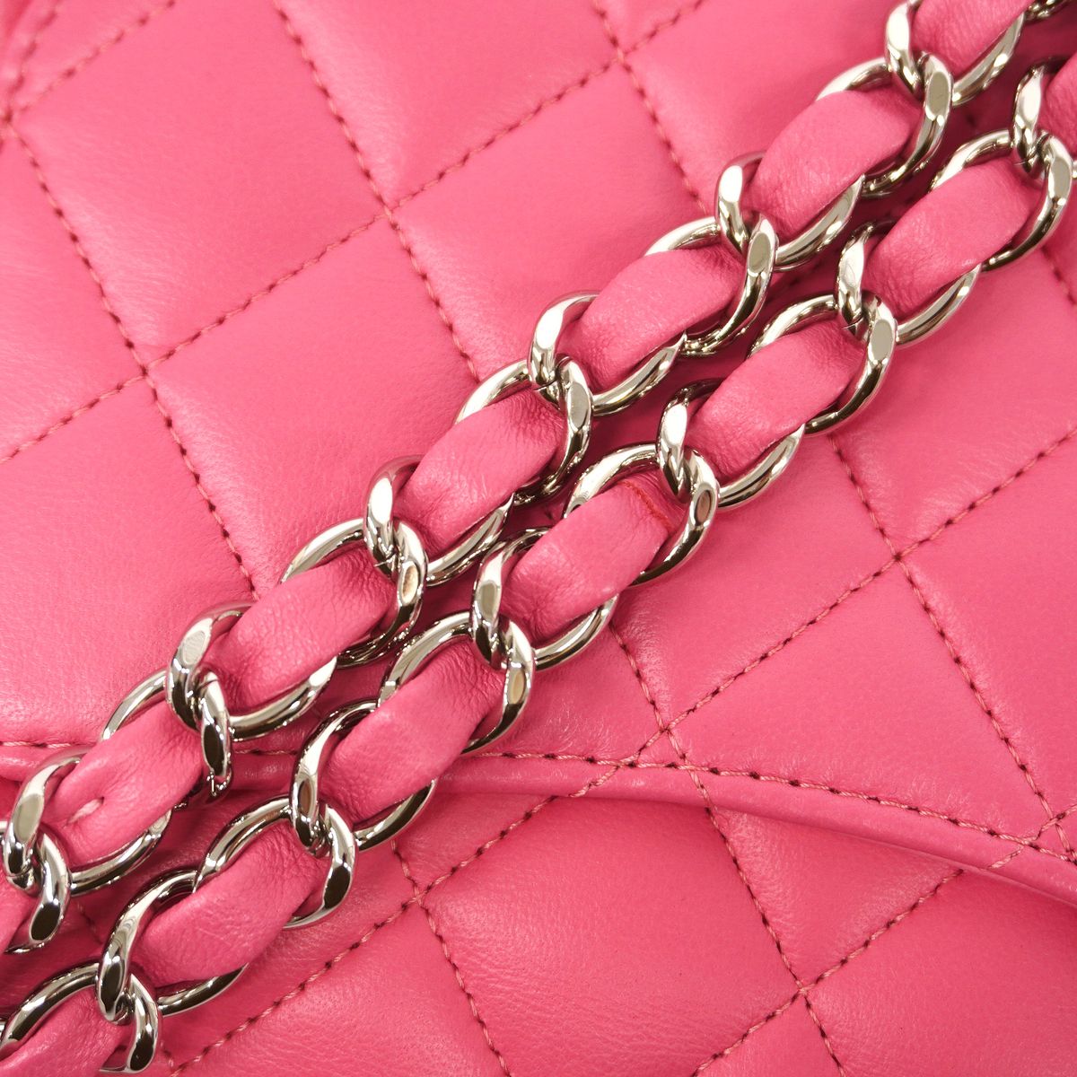 Chanel Shoulder Bag Quilted Lambskin Pink Silver — view 7
