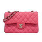 Chanel Shoulder Bag Quilted Lambskin Pink Silver
