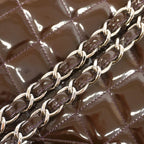 Chanel Shoulder Bag Maxi Quilted Patent Leather Brown Silver — view 7