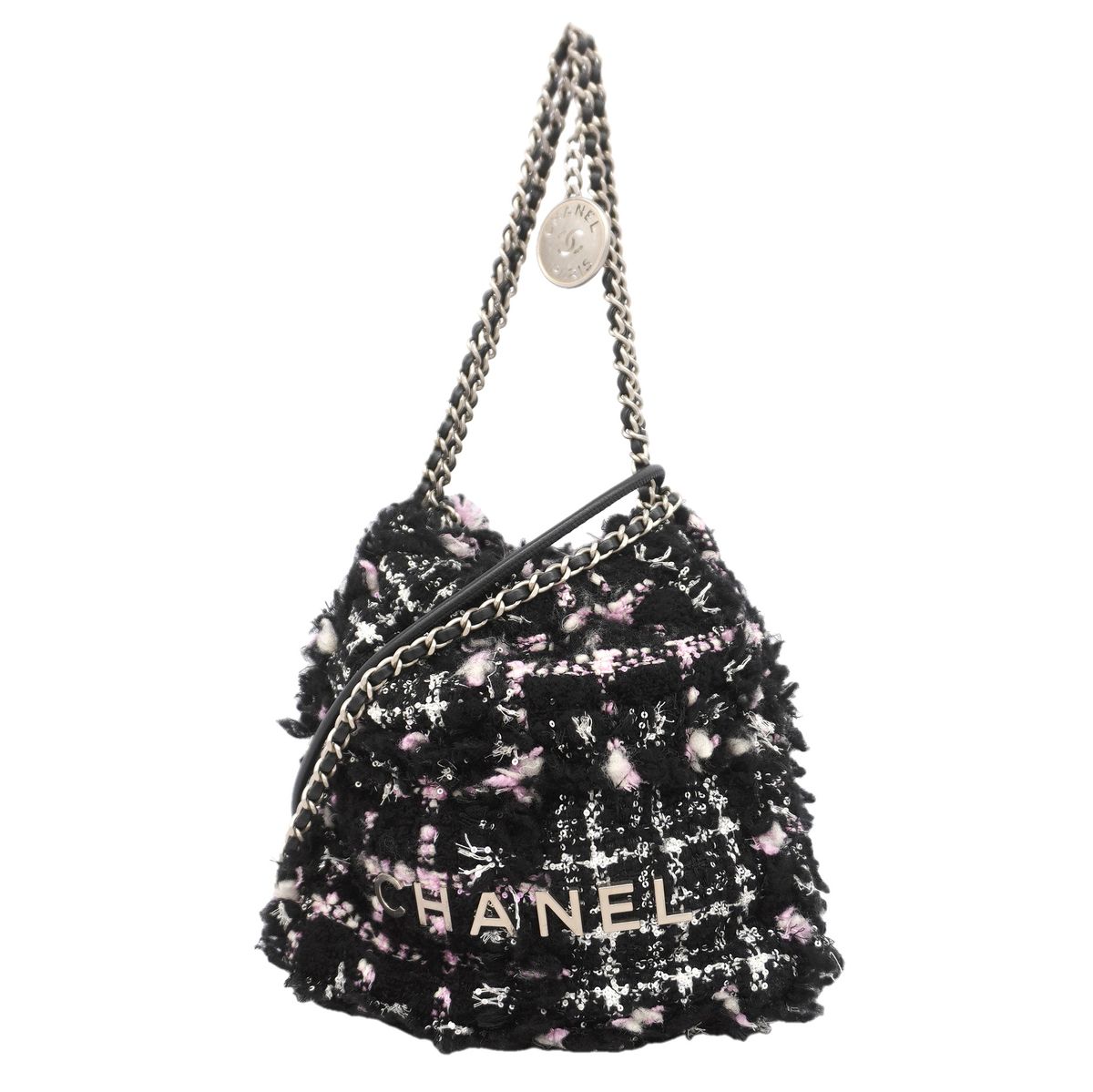 Chanel Shoulder Bag Chanel 22 Tweed Black Silver