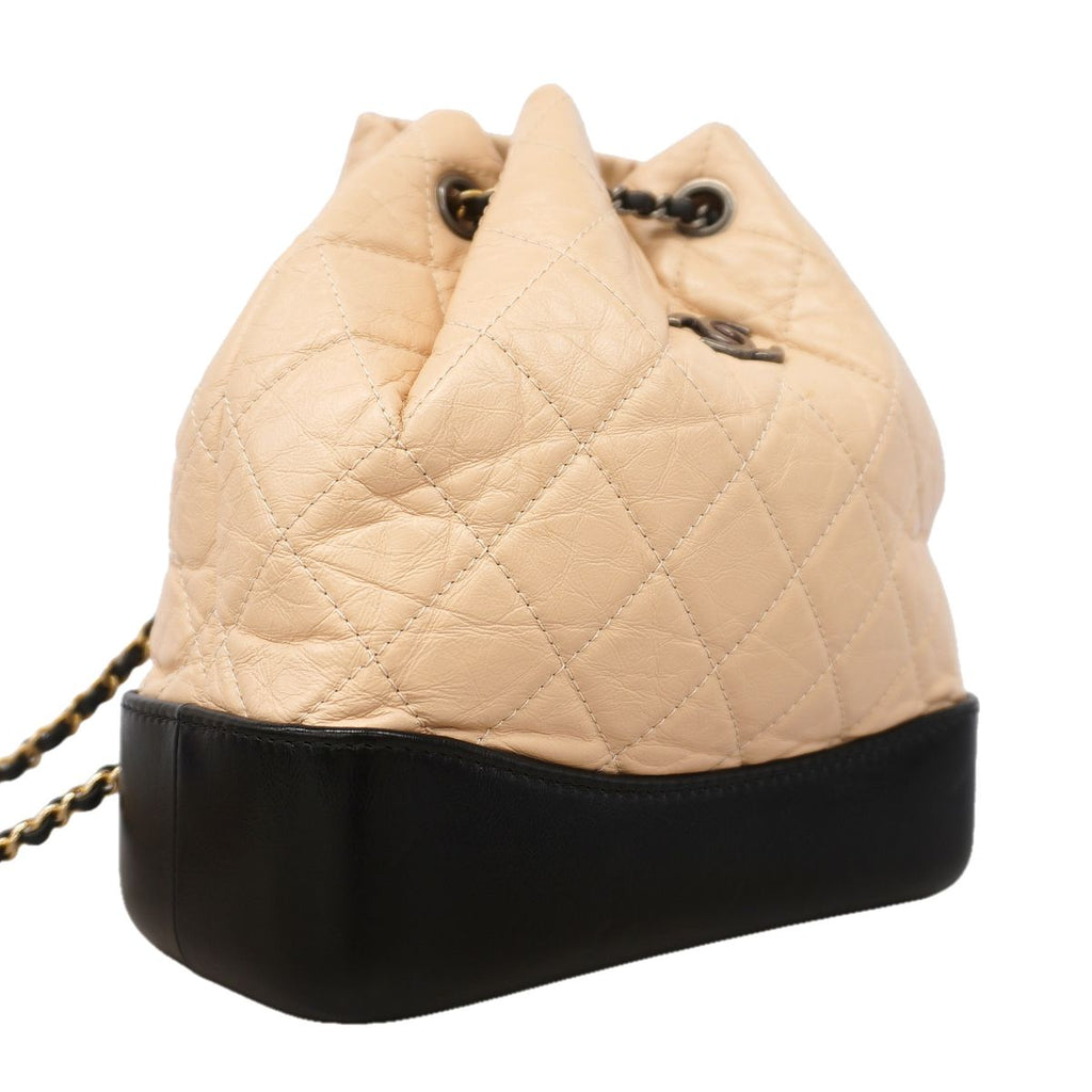 Chanel Backpack Gabrielle Leather Beige Black Gold Silver — view 2