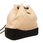 Chanel Backpack Gabrielle Leather Beige Black Gold Silver — view 2