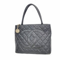 Chanel Tote Bag Reissue Caviar Leather Black Silver