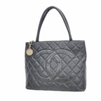 Chanel Tote Bag Reissue Caviar Leather Black Silver