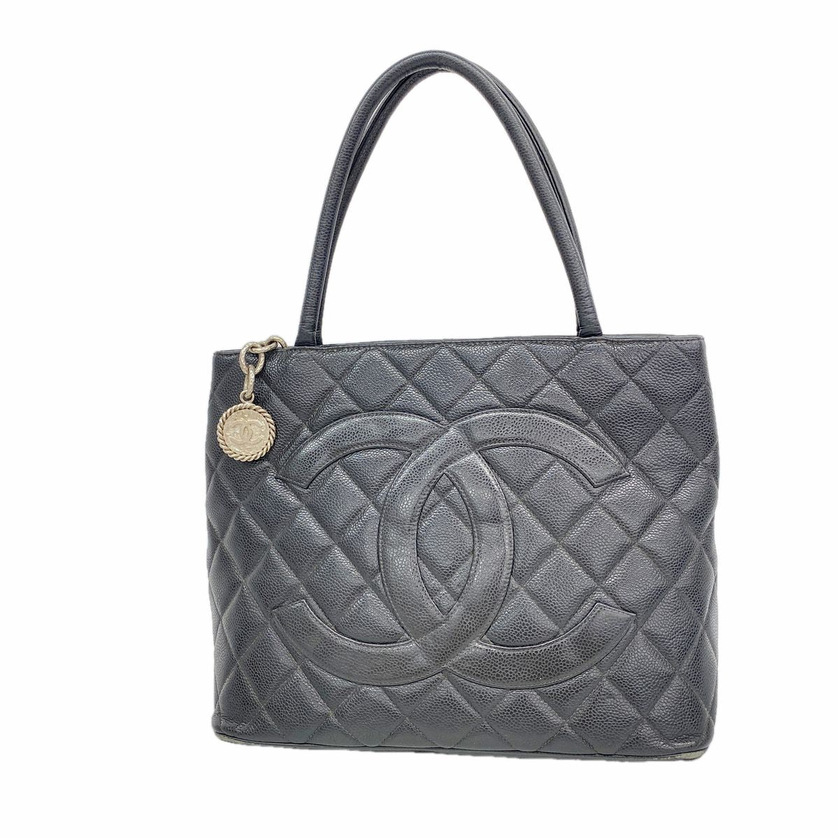 Chanel Tote Bag Reissue Caviar Leather Black Silver