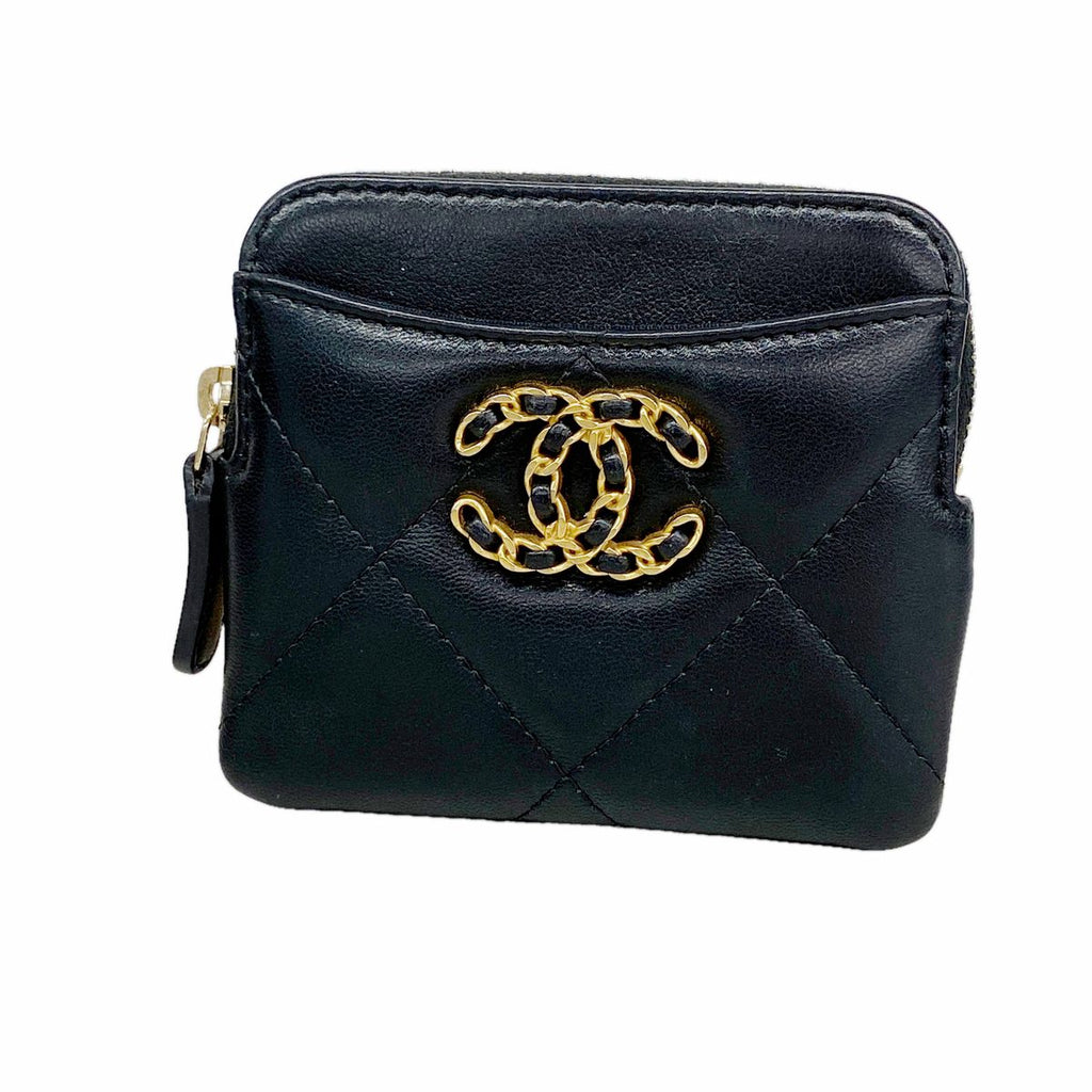 Chanel Coin Purse Chanel 19 Lambskin Black Gold