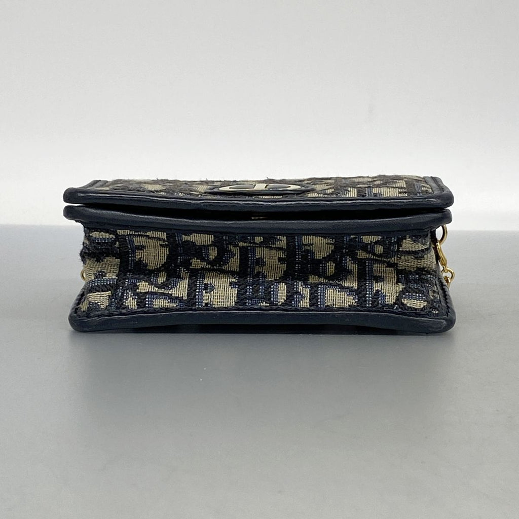 Dior Shoulder Bag Trotter Oblique Canvas Navy Gold — view 3
