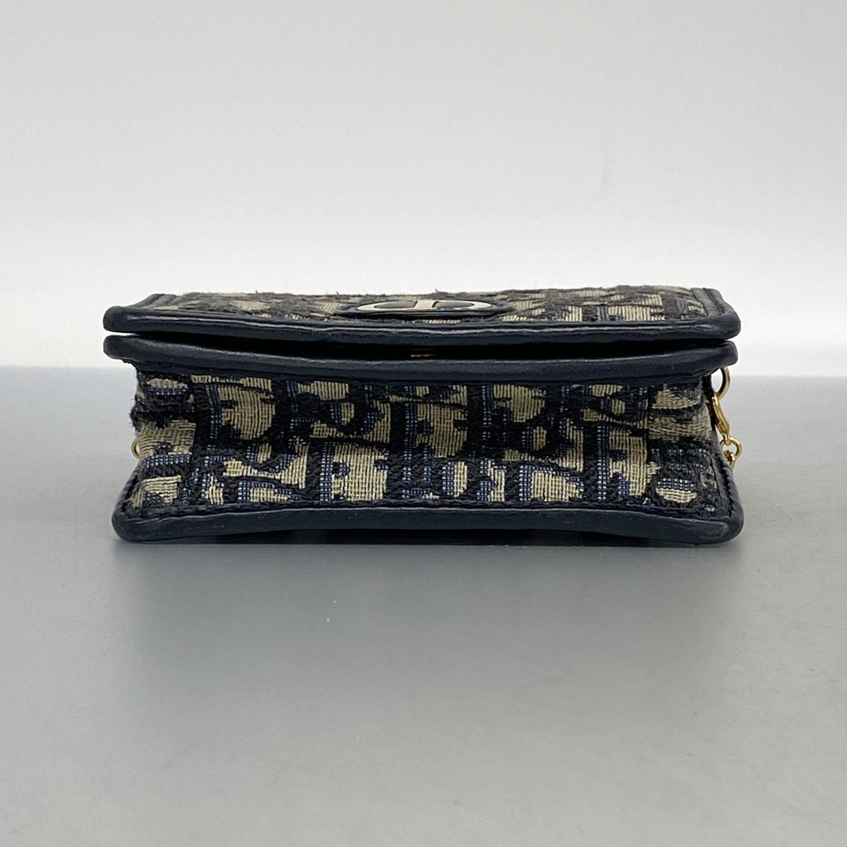 Dior Shoulder Bag Trotter Oblique Canvas Navy Gold — view 3