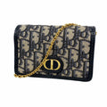 Dior Shoulder Bag Trotter Oblique Canvas Navy Gold